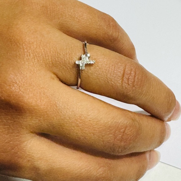 Genuine Natural Diamond Cross Heart Ring, Elegant gift for her Real diamond Ring - Picture 5 of 5